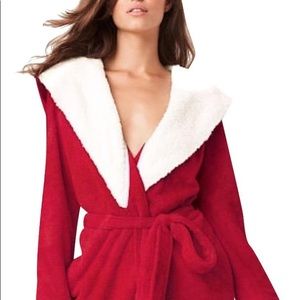 Victoria’s Secret, red and white sherpa robe